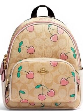 NEW NWT RARE COACH Mini Court Heart Cherry Backpack Signature Authentic Coquette